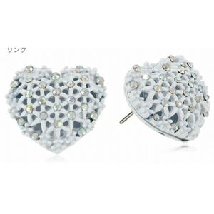 Betsey Johnson Rare White Hearts Flower Honeycomb Crystal Stud Earrings